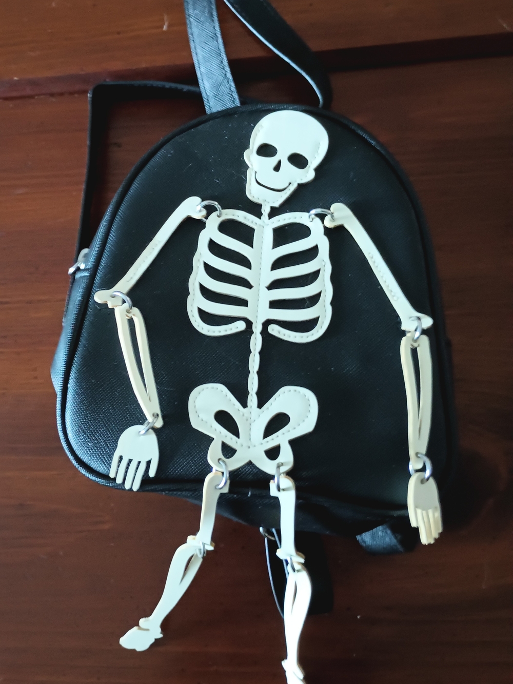 Black Women’s Backpack with White Skeleton Accent